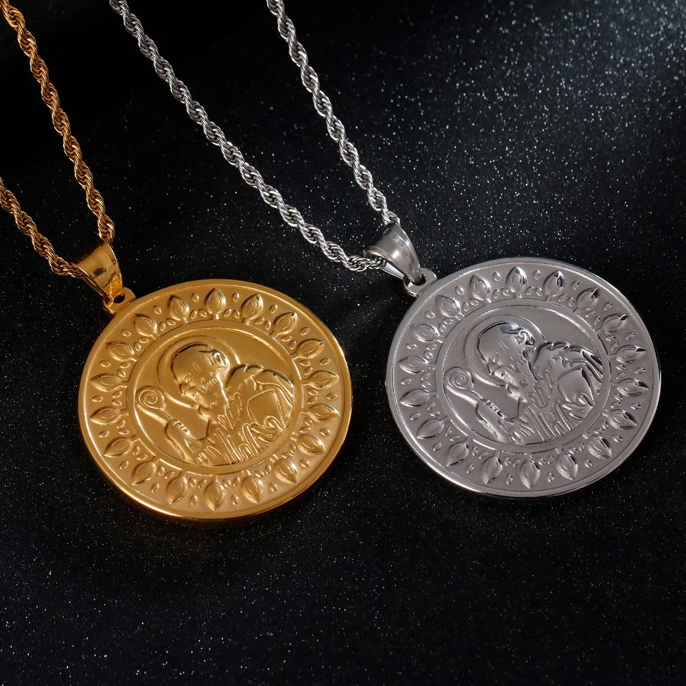 Серебряное/золотое круглое винтажное ожерелье HaoYi из нержавеющей стали с