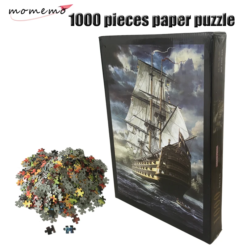 The Sailboat Paper MOMEMO парусник бумажная головоломка 1000 штук для взрослых бумажная головоломка головоломки для сборки 1000 штук игрушки пейзаж головоломки - Цвет: The Sailboat Paper