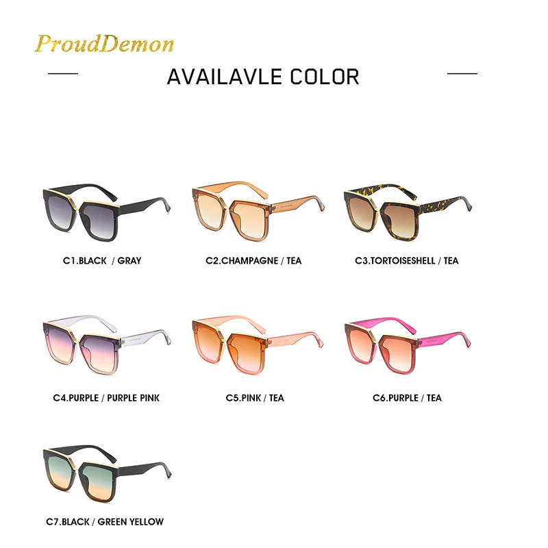 2020 Fashion Gradient Square Mirror Sunglasses Large Frame Elegant Oversized Sun Glasses Brand Designer UV400 | Аксессуары для