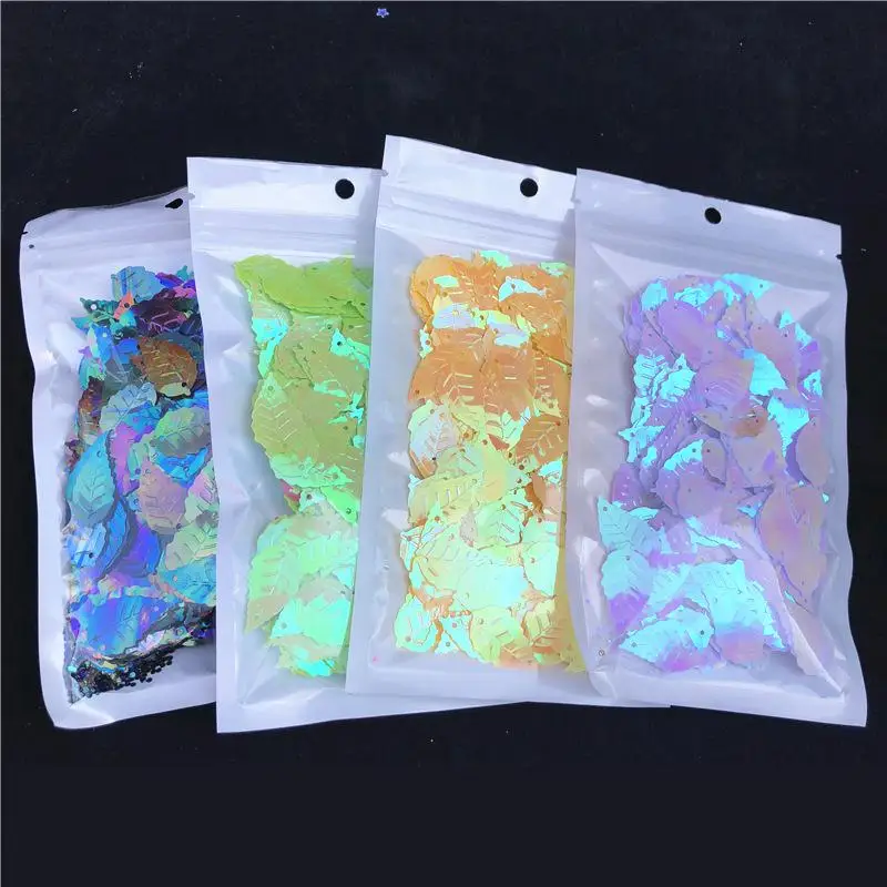 

20g 13x22mm Ab Rainbow Leaves Sequin Paillettes Flake Sewing For Dress,bags,garment Diy Decoration Loose Sequins For Crafts