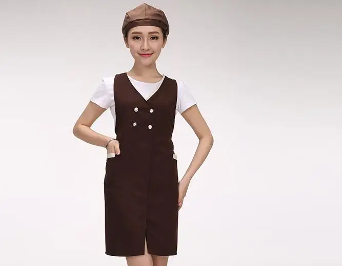 Фартук красота ногтей и детский магазин черный двубортный комбинезон фартук