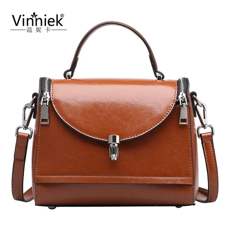 100% масло воск натуральная кожа женские сумки Известные бренды сумка на плечо для