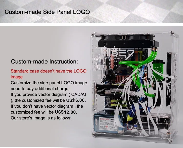 QDIY PC-A006S ATX прозрачный чехол для компьютера PC чехол с водяным охлаждением игровой плеер акриловый чехол для компьютера