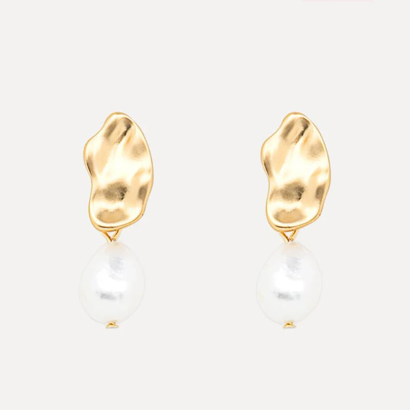 Amaiyllis New Korea White Freshwater Pearl Stud Earrings For Women Irregular Geometric Statement Pendant Post | Украшения и