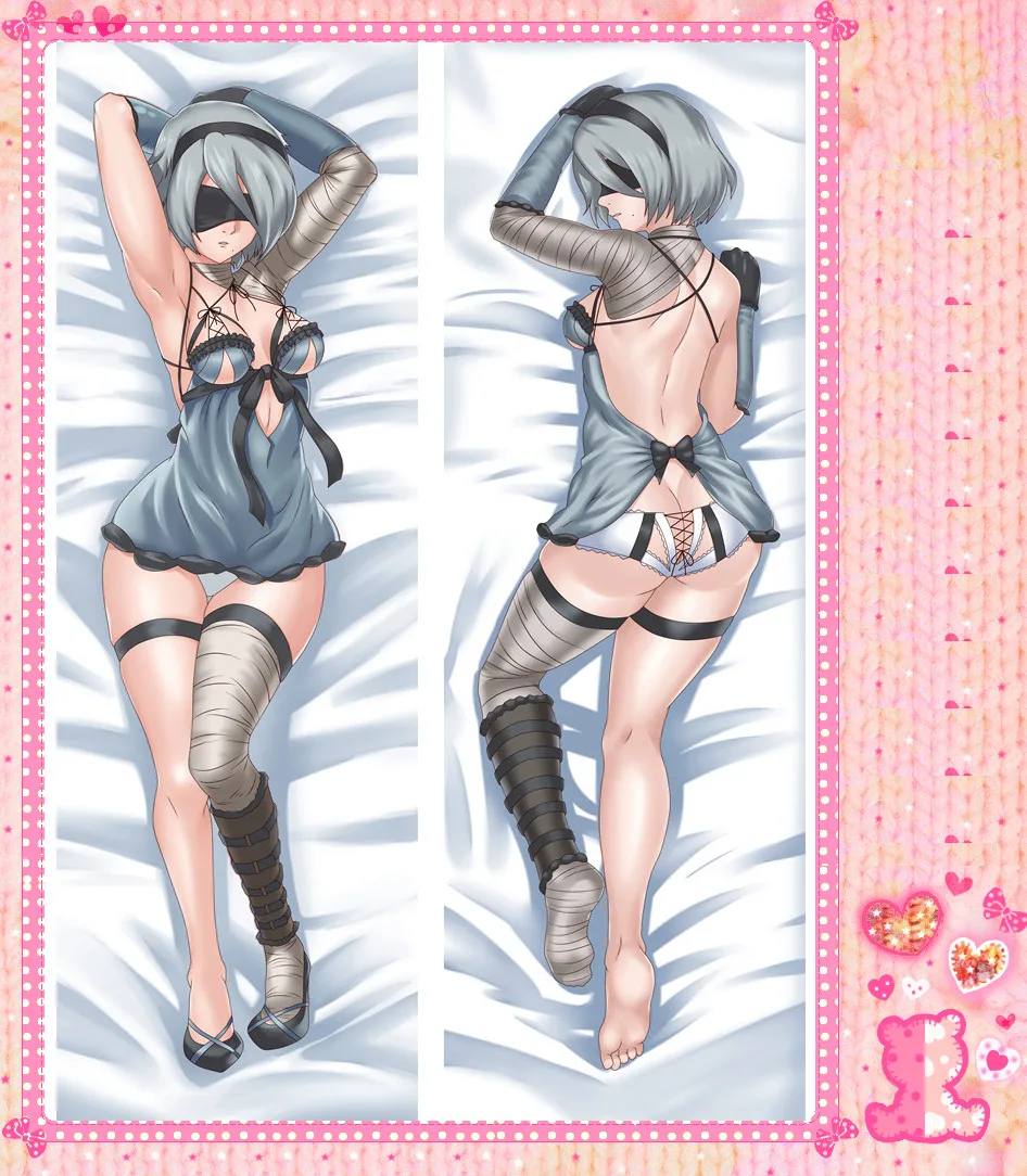 Двухсторонний чехол с аниме мультяшным рисунком Nier: Automata обнимающая персиковая