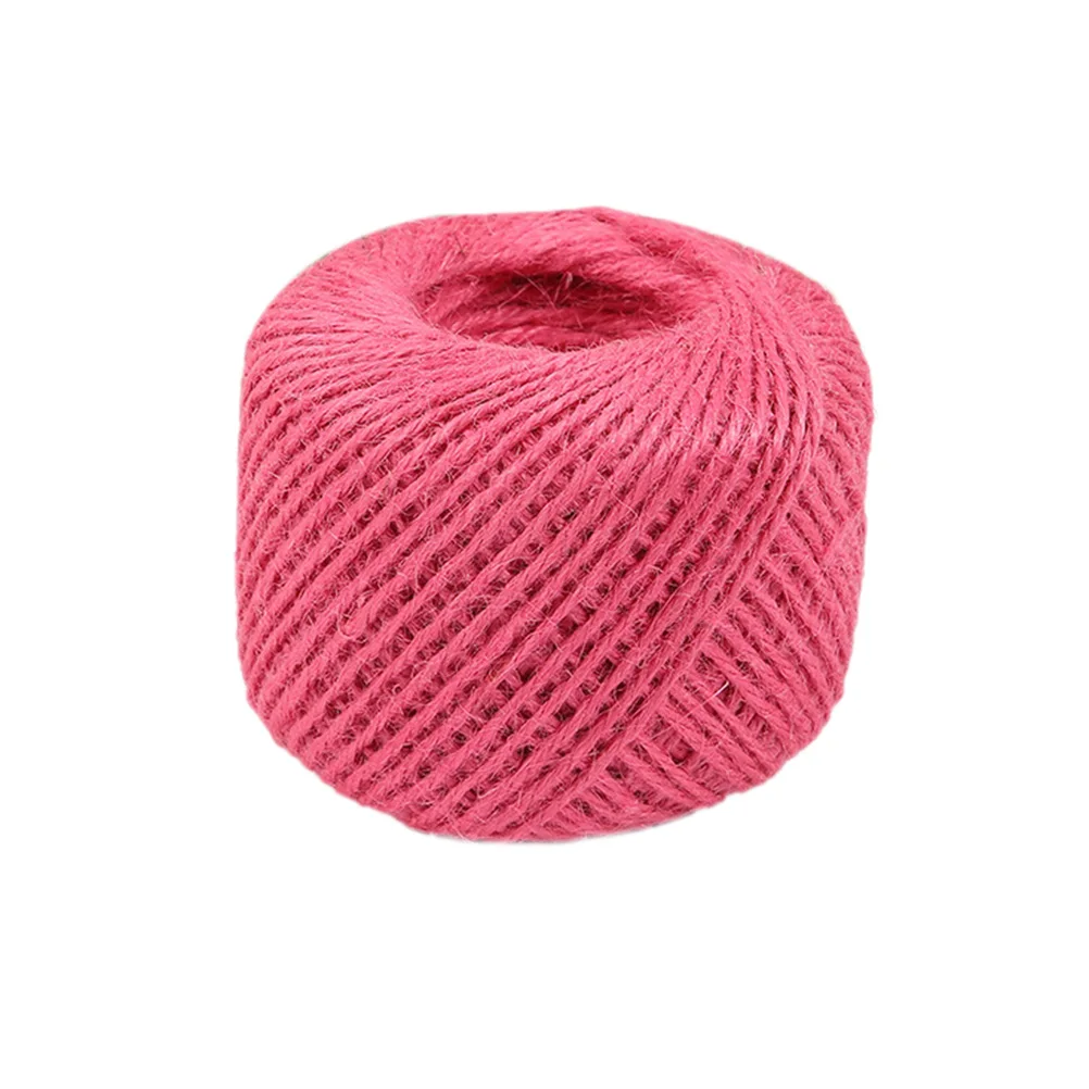 Pink 50 м/рулон джутового шпагата Натуральный сизаль 2 мм Тэги в стиле рустик обертывание Свадебные украшения ремесла веревочный шнур события подарочная упаковка - Цвет: Pink