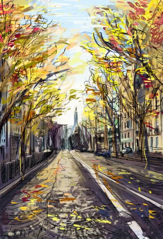 Laeacco Graffiti Cartoon Town Street Fallen Leaves Pattern Photo Backgrounds Customized Photography Backdrops For Studio | Электроника