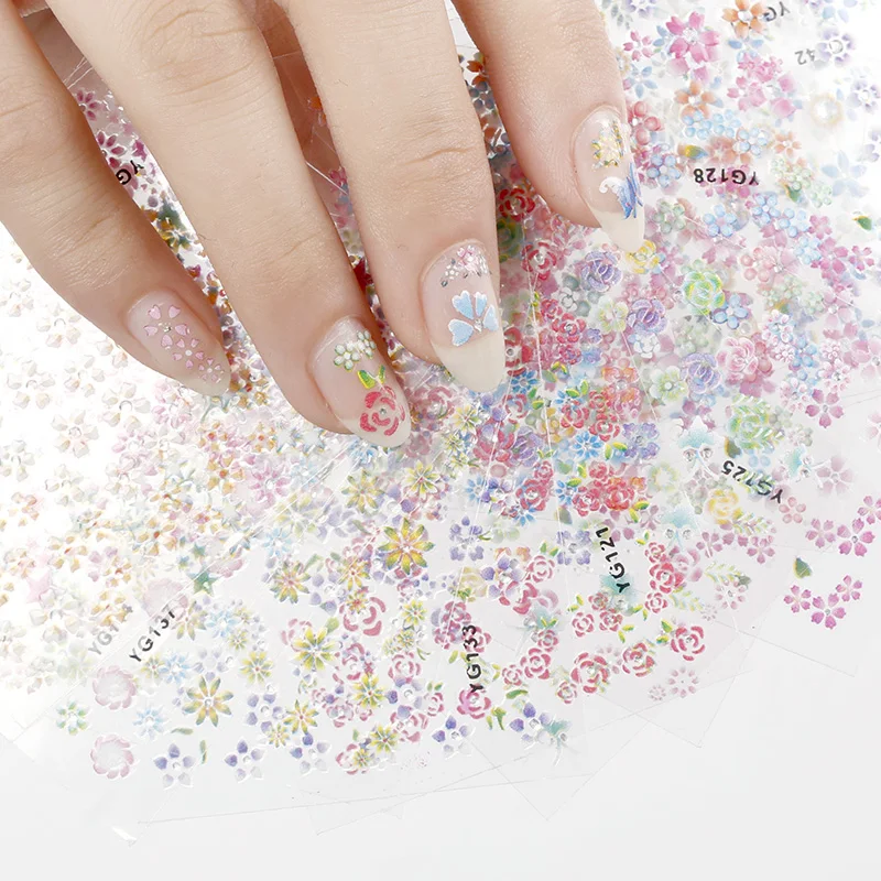 наклейки на ногти для ногтей 24 конструкции/много красоты цветы 3D Nail Art украшения