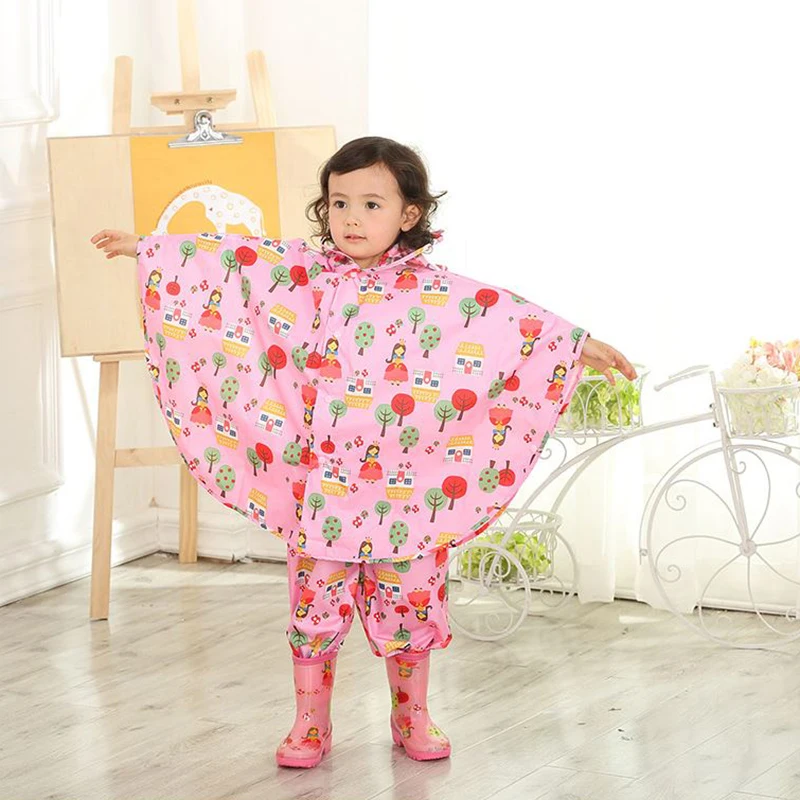 Детская одежда из полиэстера для мальчиков и девочек розовый плащ-дождевик с