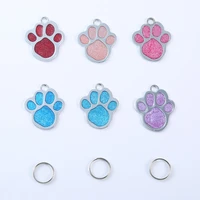 20pcslot personality customization high quality fashion popular glitter paw footprints puppy cat pendant lovely pet tag jewelry