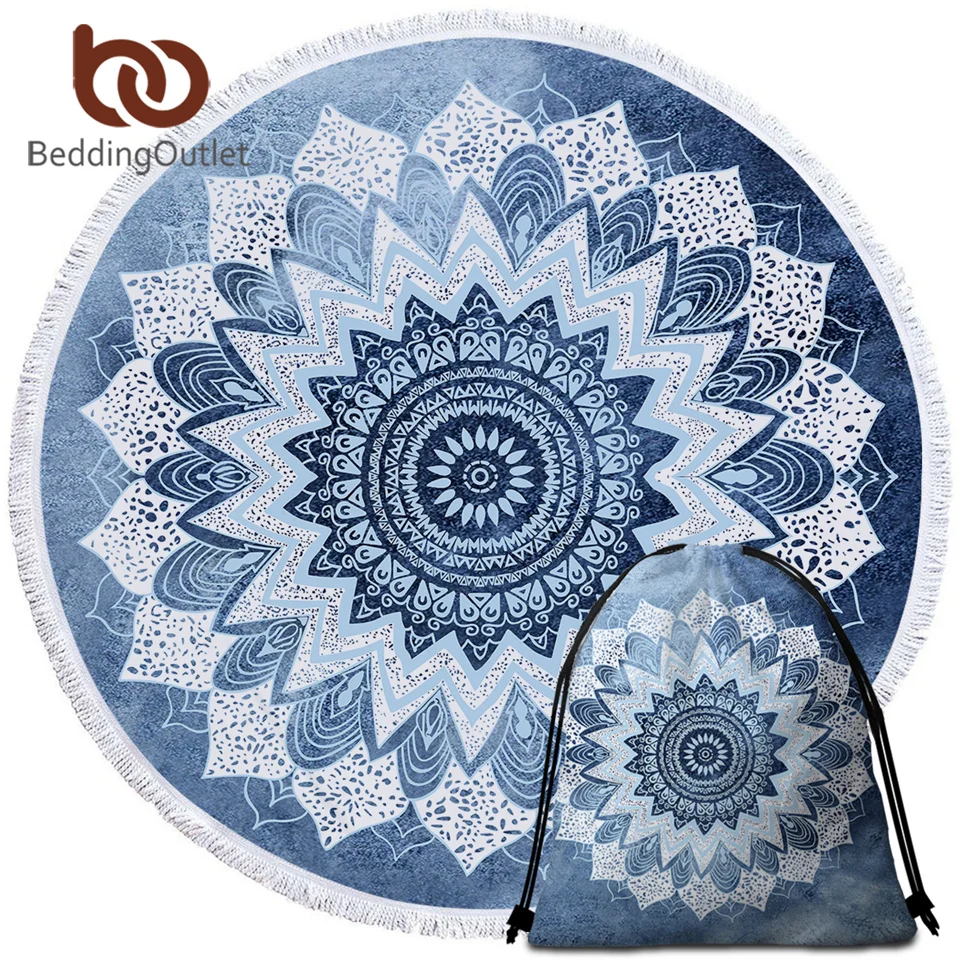 Постельное белье мандаловое круглое пляжное полотенце богемный винтажный