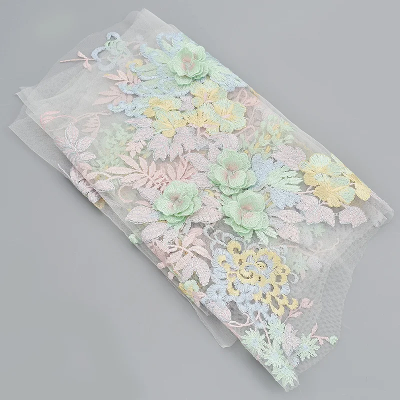 30x130cm 3D Embroidered Elegant Flower Lace Appliques Patch Fabric For Wedding Dress DIY Home Decoration | Дом и сад