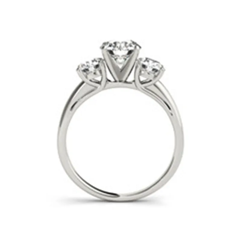 AINUOSHI 925 серебро белые золотые обручальные кольца 1ct круглый вырез три кольца камни принцесса юбилей ювелирные изделия