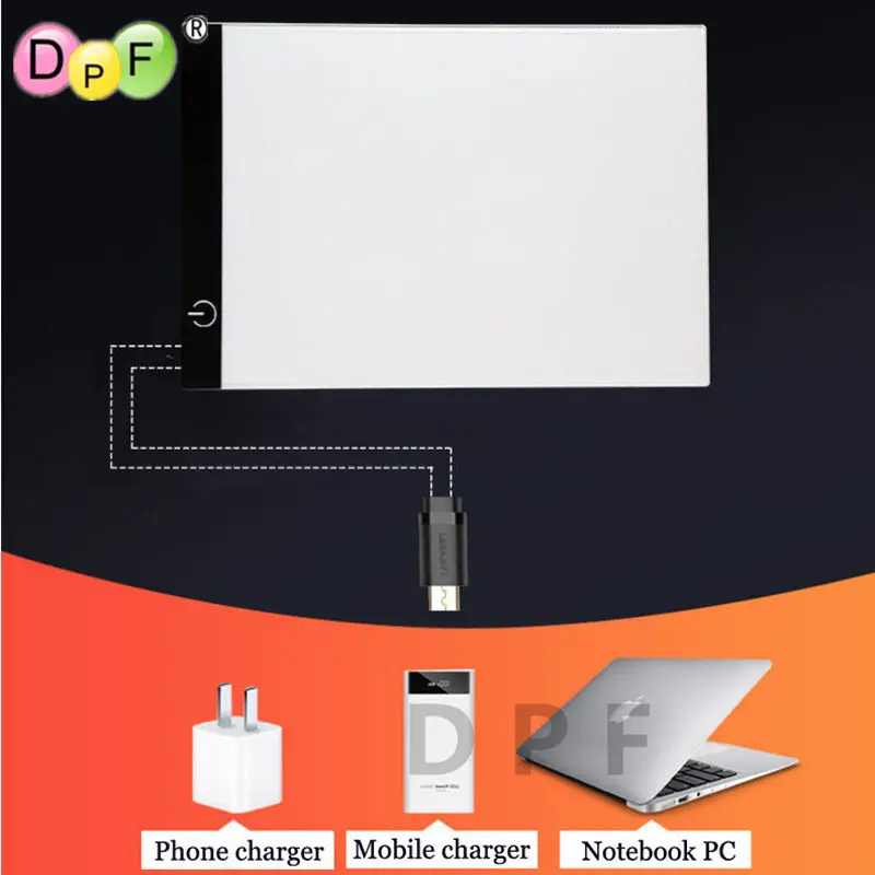 Durable Ultrathin A4 LED Light Stencil Touch Board Dimmable Apply to EU/UK/US Diamond embroidery painting tools art use copy | Дом и сад