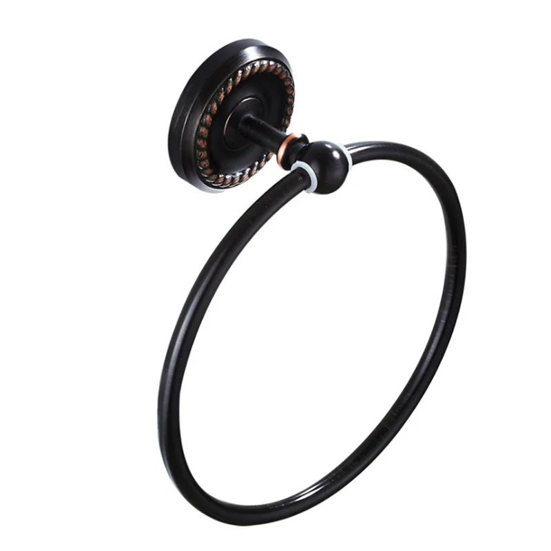 towel ring Черный набор оборудования для ванной комнаты античные керамические подстаканники держатель туалетной щетки бронзовая мыльница Роскошные поручни аксессуары для ванной комнаты - Цвет: towel ring
