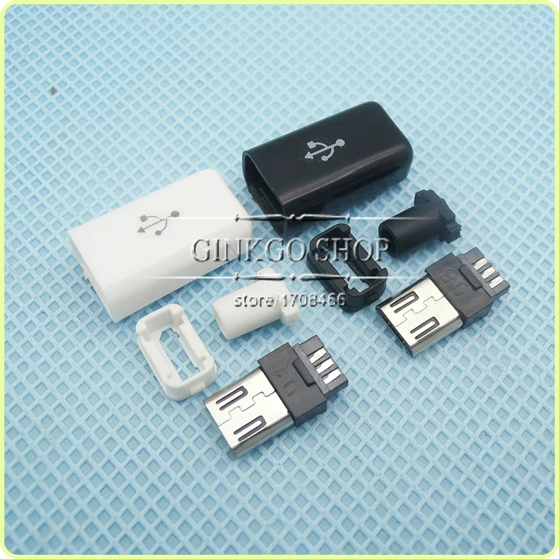 50 компл./лот 4 в 1 Micro USB разъем штекер задний зарядный цвет белый и черный|lot lot|lot micro