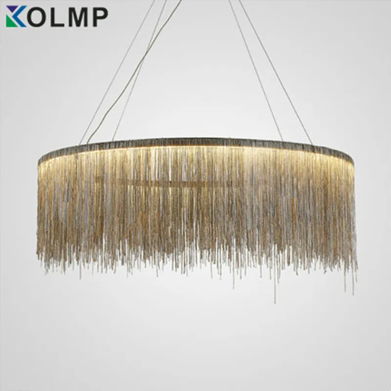 Серебряная железная люстра с кисточками и цепочкой роскошный светильник в