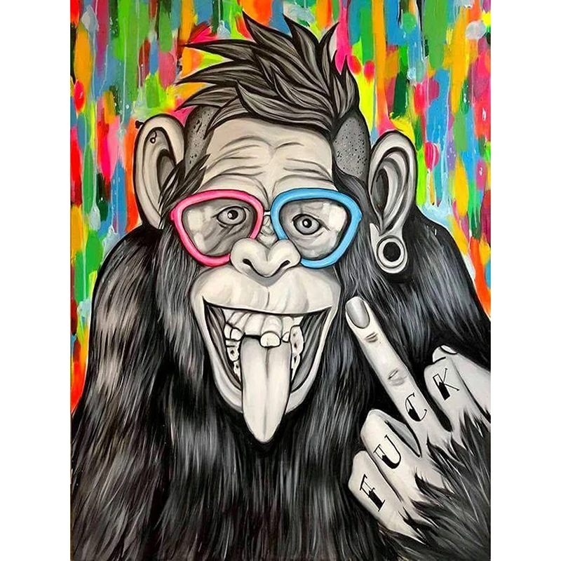 Алмазная вышивка 5D Бриллиантовая мозаичная фигурка животного Monkey набор для