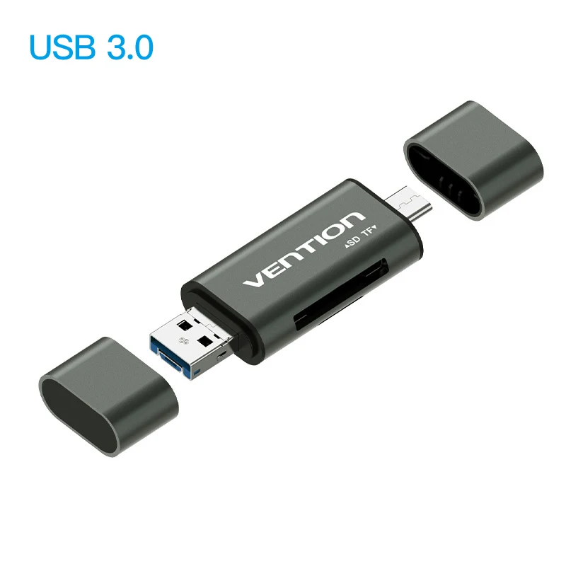 Vention Mini SD OTG кард-ридер USB 3,0 2,0 Micro USB 3,0 2,0 до type C кард-ридер Micro SD TF кард-ридер для портативных ПК - Цвет: USB 3.0 card reader