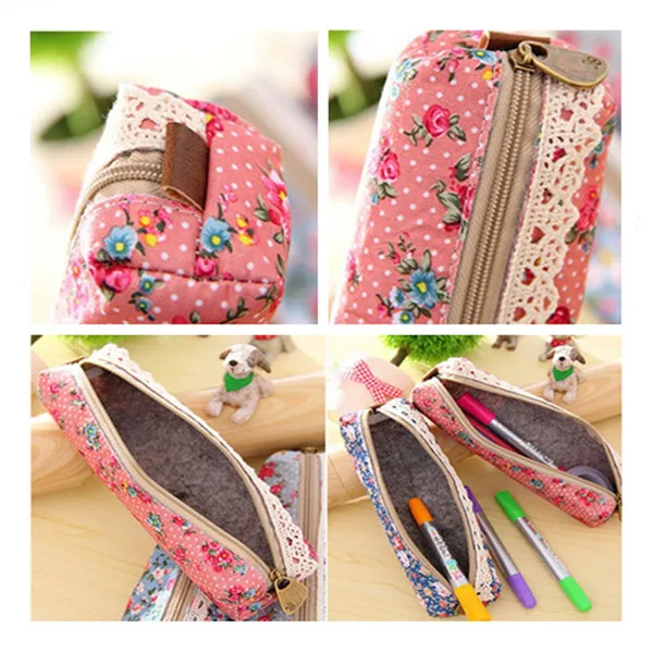 Винтажный цветочный кружевной чехол карандаш с цветочным рисунком косметичка