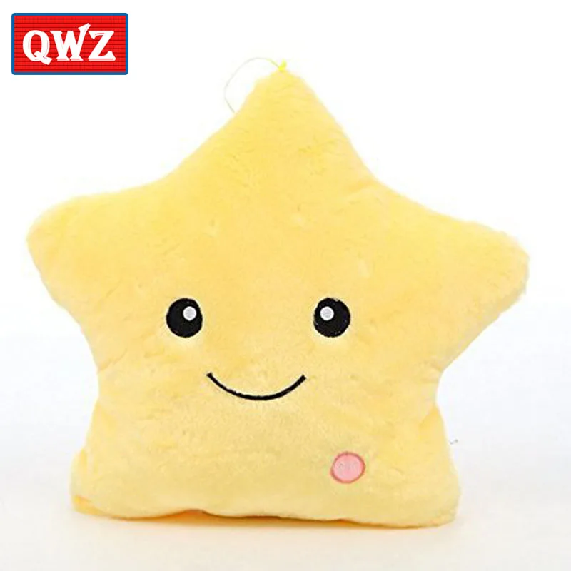 QWZ 36*36 см красочные звезды форма игрушки звезда светящийся светодиодный светильник Подушка Мягкий расслабляющий подарок улыбка тело подушка Валентина подарки - Цвет: Цвет: желтый