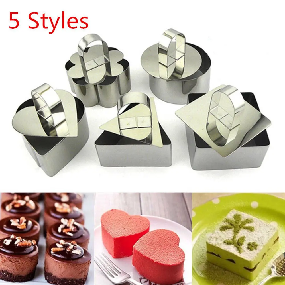 1 шт. DIY формы из нержавеющей стали для мусса торта в форме цветка сердца слайсер