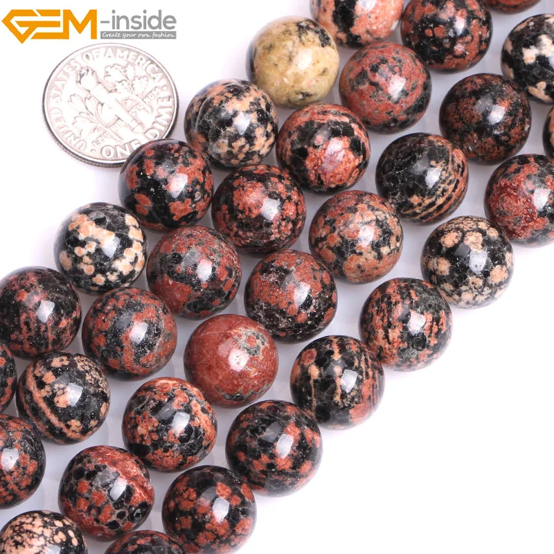 

G17468, G17470 NO Gem-inside 4-12mm 15inch Natural Round Dark Red Snowflake Beads For Jewelry Making Beads DIY Beads For Women