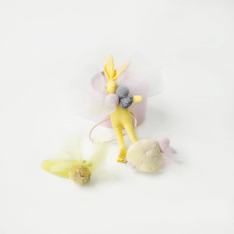 3 шт./компл. милый кролик эластичная резинка для волос детский ободок 2 заколки