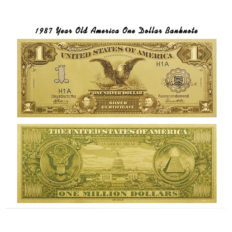 WR US красочные поддельные деньги коллекционные один доллар 24k 999 9 Золотая фольга