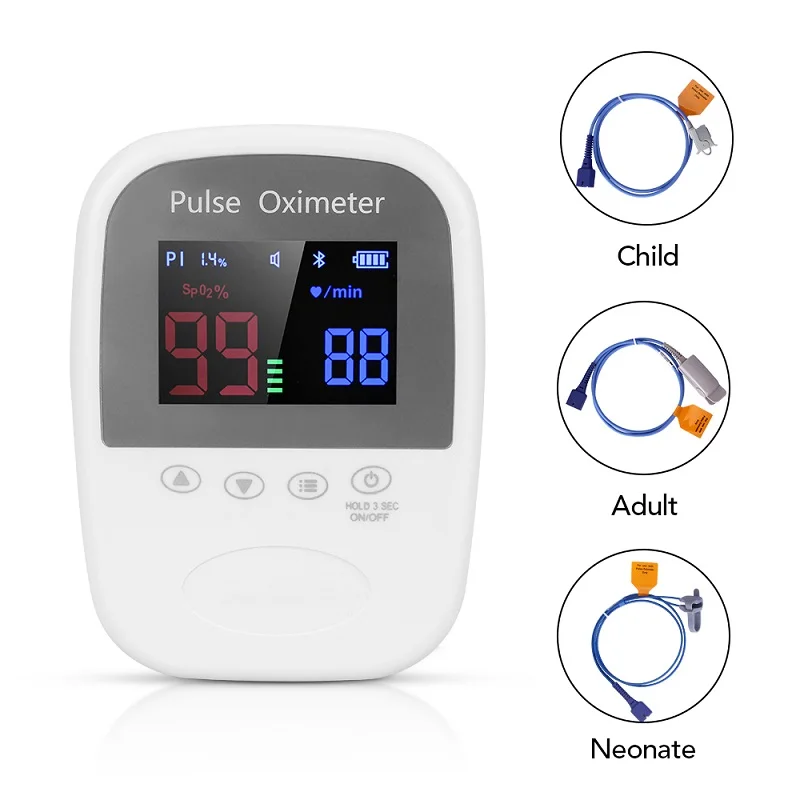 Oximeter (3 sensor) OLIECO ручной пальцевой Bluetooth Пульсоксиметр 3 датчика новорожденный взрослый ребенок медицинский SPO2 PR сердечный ритм насыщение крови кислородом - Цвет: Oximeter (3 sensor)