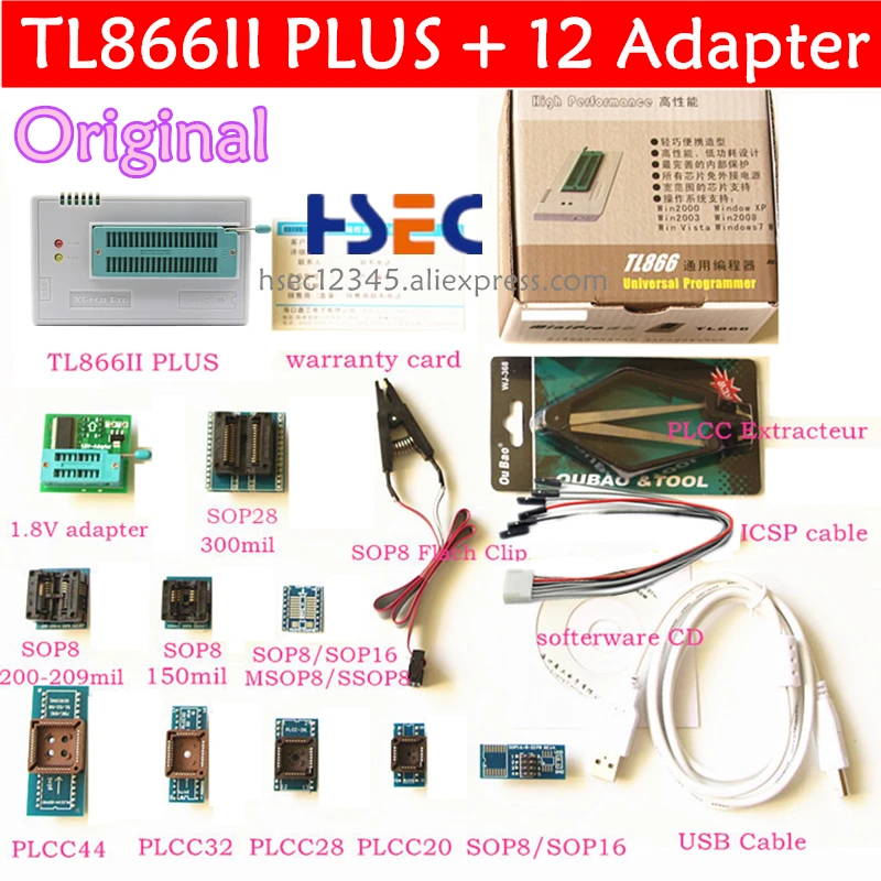 Xgecu оригинальный tl866ii плюс универсальный программатор NAND TSOP48 адаптер SOP8 зажим
