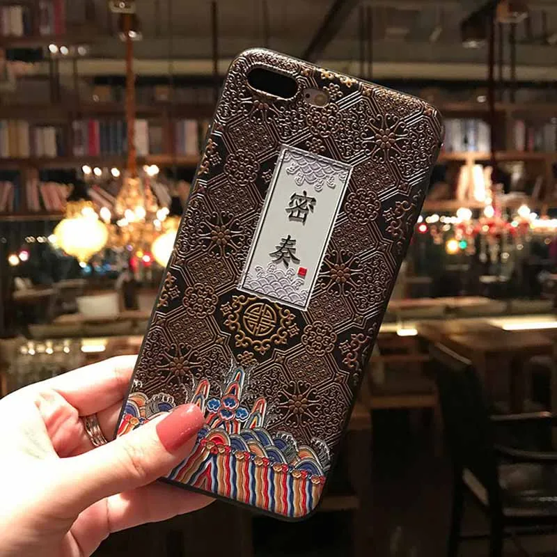 JIBAN Silicone Relief Frosted Soft Shell Chinese Wind Phone Cases For XiaoMi 8 Mix3 Mix2s 6x Samsung Note8 S9plus S10 Capa |
