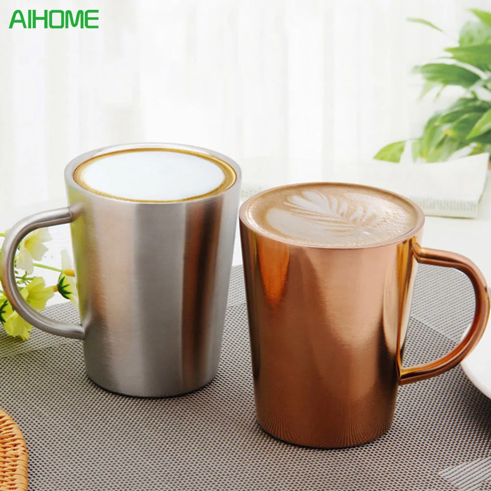 

350 ML Stainless Steel Copper Plated Coffee Cup Double Layers 304 High Temperature Resistance Milk Tea Mug