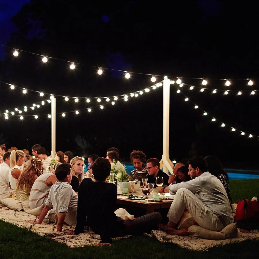 Waterproof 4.2M String Light 25pcs E14 G40 Copper Wire Bulb Inddoor Outdoor Decorative Lights for Holiday Garden Yard Party