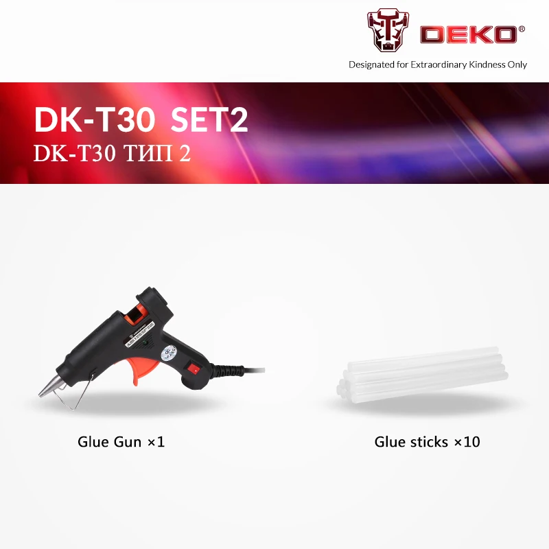 DK-T30-S2 DEKO 30 Вт 80 Вт 120 Вт 100-240(в) штепсельная вилка ЕС термоплавкий клеевой пистолет с клеевым стержнем промышленные пистолеты термо Электрический термотемпературный инструмент - Цвет: DK-T30-S2