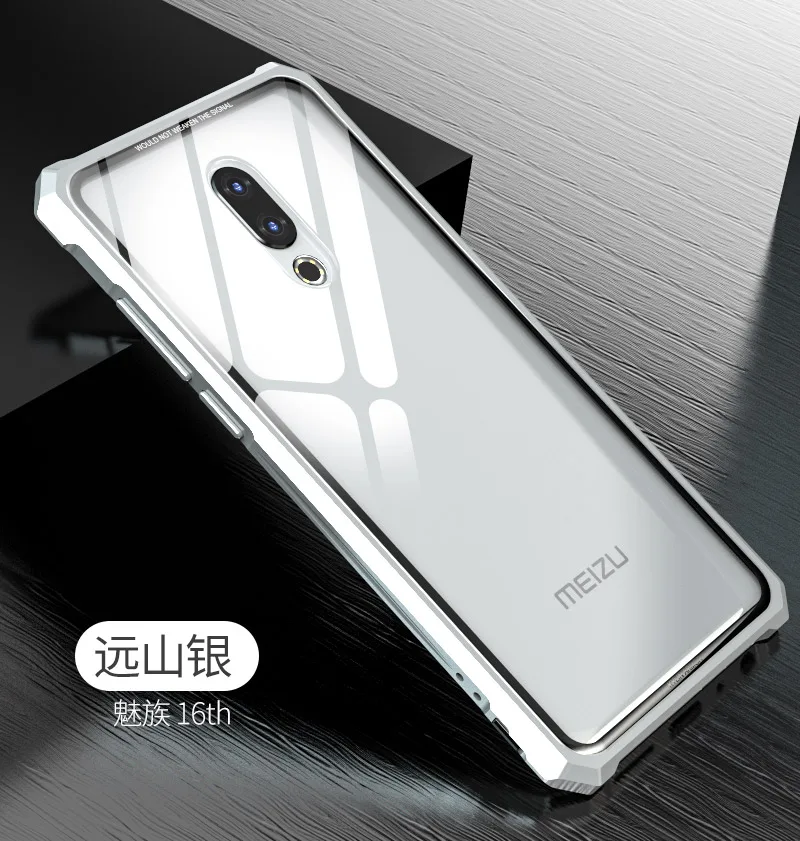 Чехол для Meizu 16th чехол металлический закаленное стекло прозрачная крышка для Meizu 16 плюс ударопрочный защитный чехол s Meizu 16 плюс
