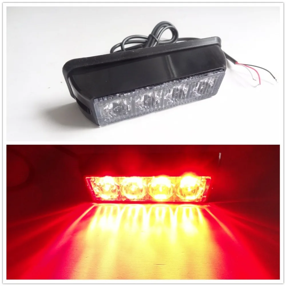 08002 Новые видео 12 В Универсальный 1x4led автомобилей Янтарный аварийного флэш Strobe