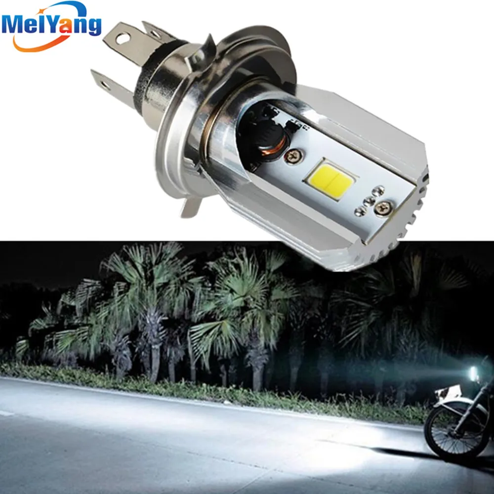 Светодиодные лампы H4 для мотоциклетных фар COB Led 6 80 в 6000 лм H/L лампа скутера ATV