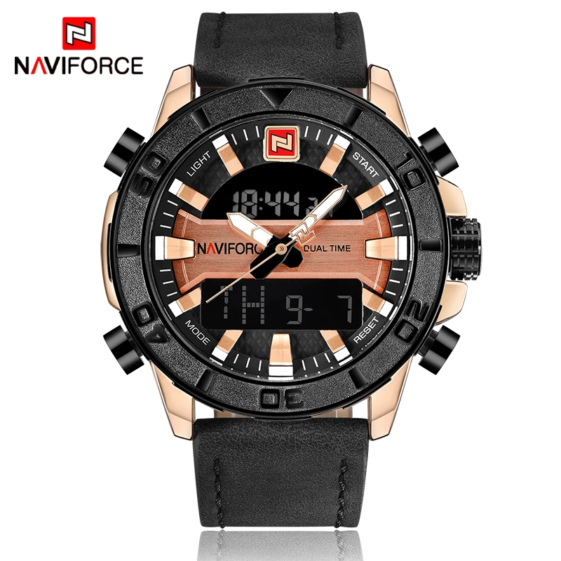 NAVIFORCE Мужские часы от ведущего бренда Роскошные мужские с кожаным ремешком
