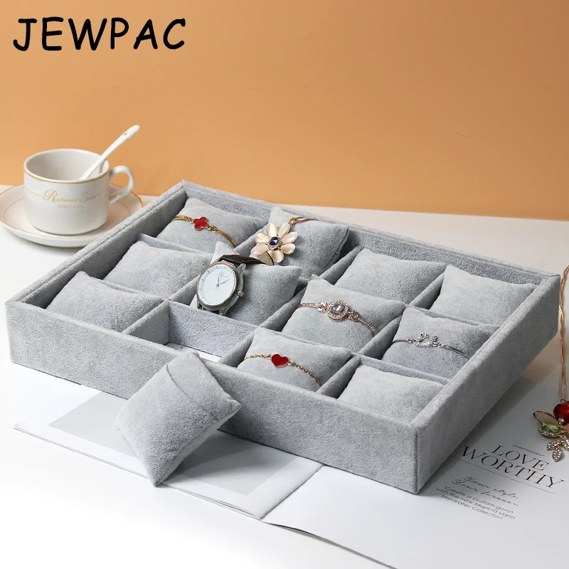 JEWPAC 12 слотов подушка стиль ювелирные изделия Часы Браслет Дисплей лоток коробка