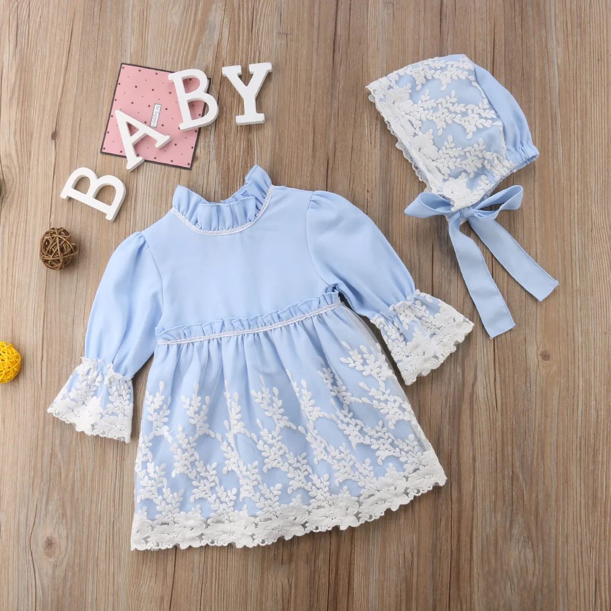 Toddler Kids Girls Clothes Lace Flower Long sleeve Tulle Dress Princess Party Wedding Birthday For | Детская одежда и обувь
