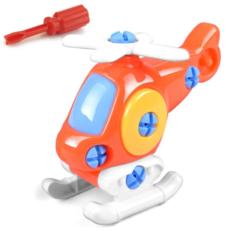 DIY Small Plane Car Blocks Puzzle Kids Educational Toy Early Learning Disassembly assembly of kart Train Helicopter |