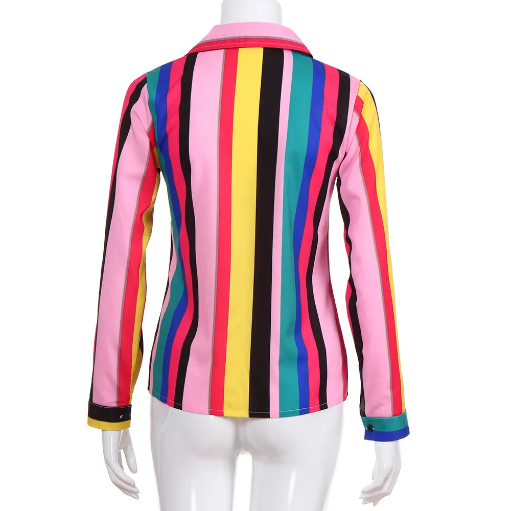 S-2XL women turn-down collar long sleeve tops shirt floral print striped autumn spring casual leisure | Женская одежда