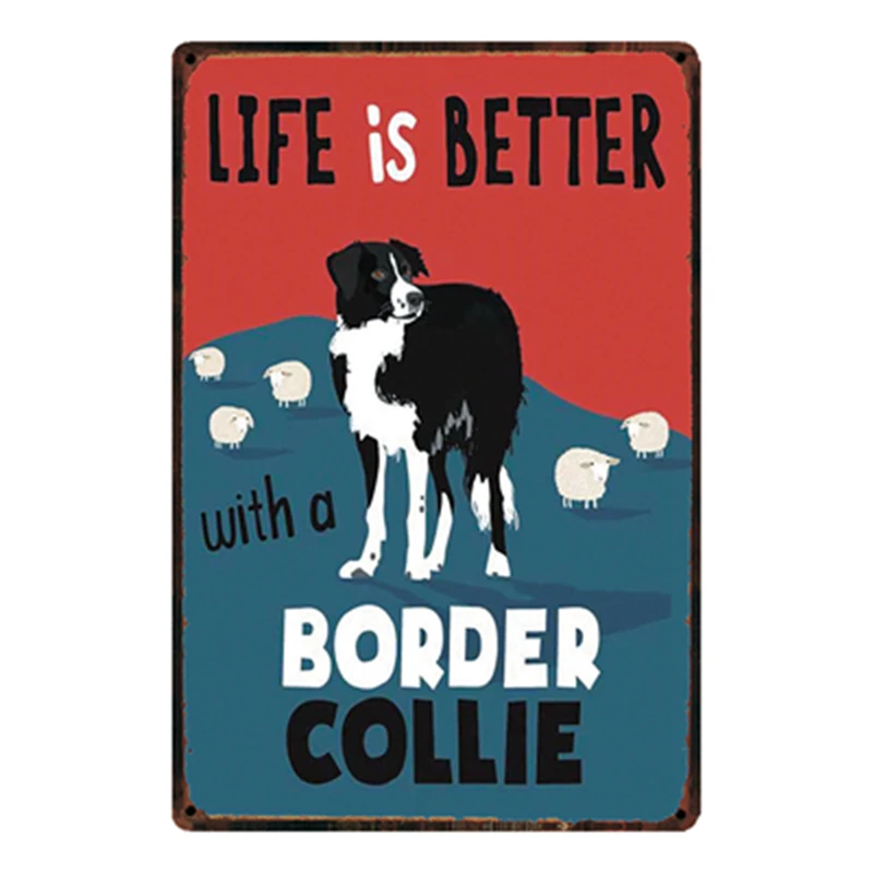 [Kelly66] дом не без собаки колли Оловянная металлическая табличка Декор Бар