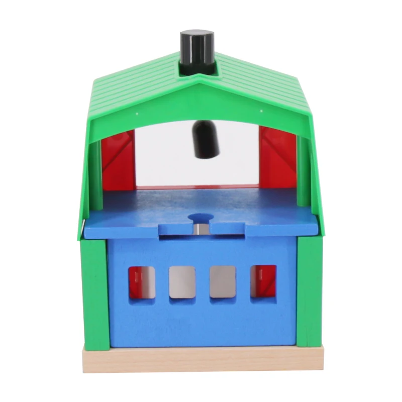 

Green House Crane Wooden Train Track Railway Accessories Crane House Tender Educational Slot DIY Thoma Brio