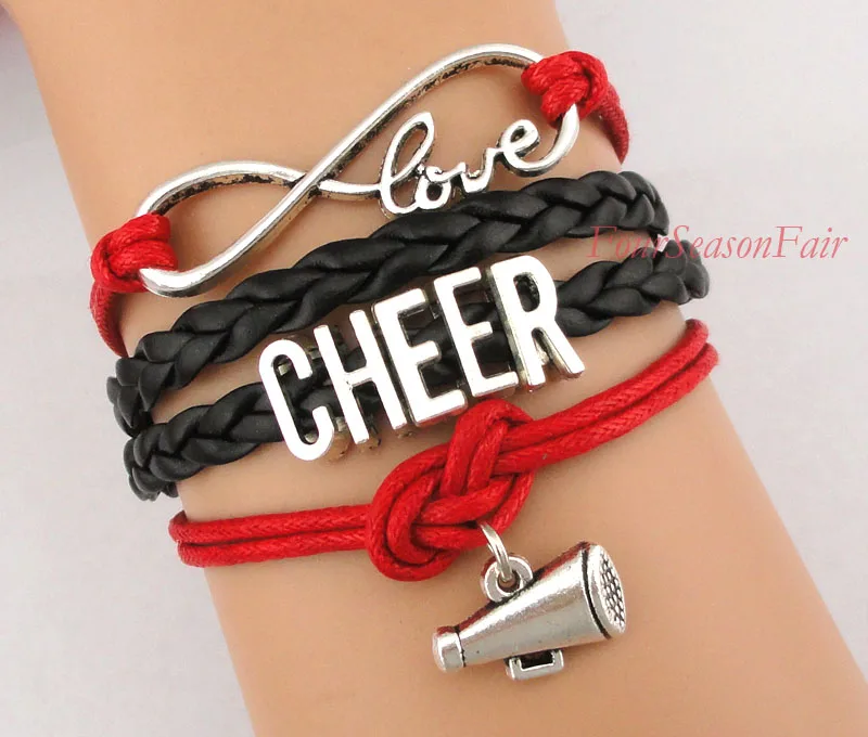 Изготовленный на заказ Бесконечная любовь Cheer с рупором wrap браслет команда