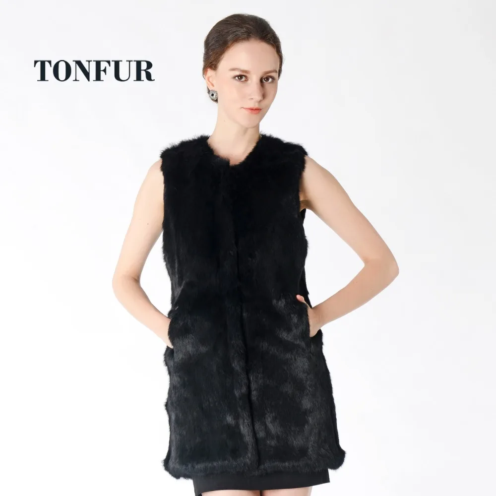 Женский Длинный жилет из натурального кроличьего меха TonFur DFP535 real rabbit fur | Шубы и дубленки -32385890891