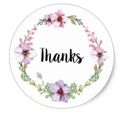 

1.5inch Thanks Floral Wreath Sticker