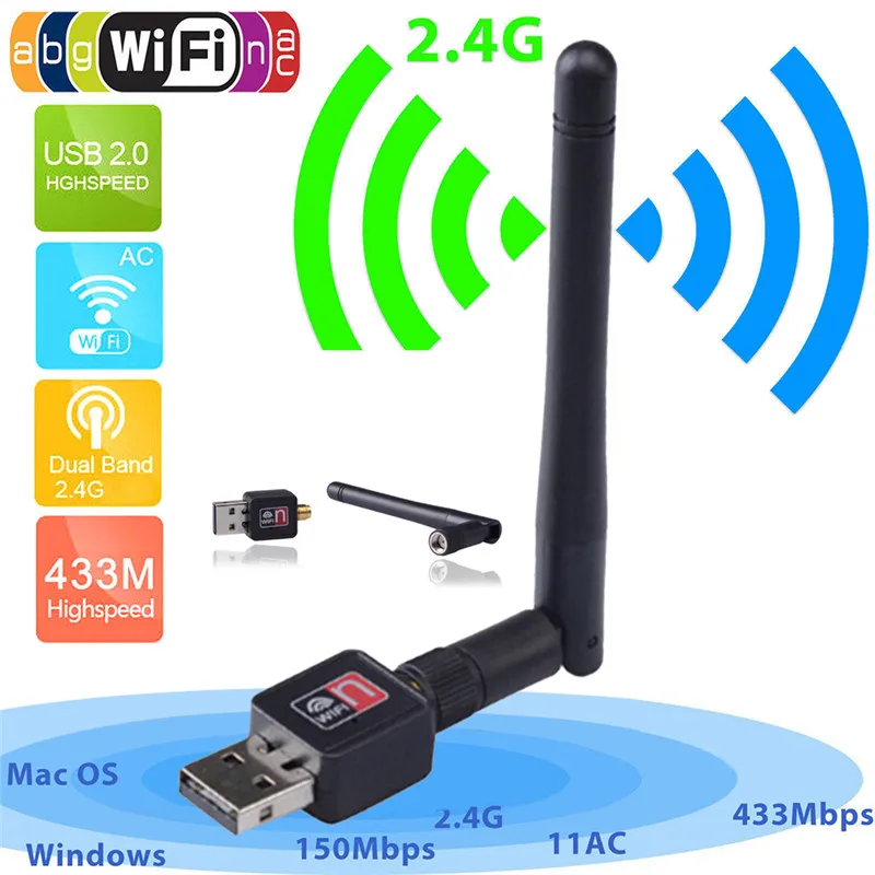 Двухдиапазонный 150 Мбит/с двухдиапазонный 2 4 ГГц беспроводной USB WiFi сетевой