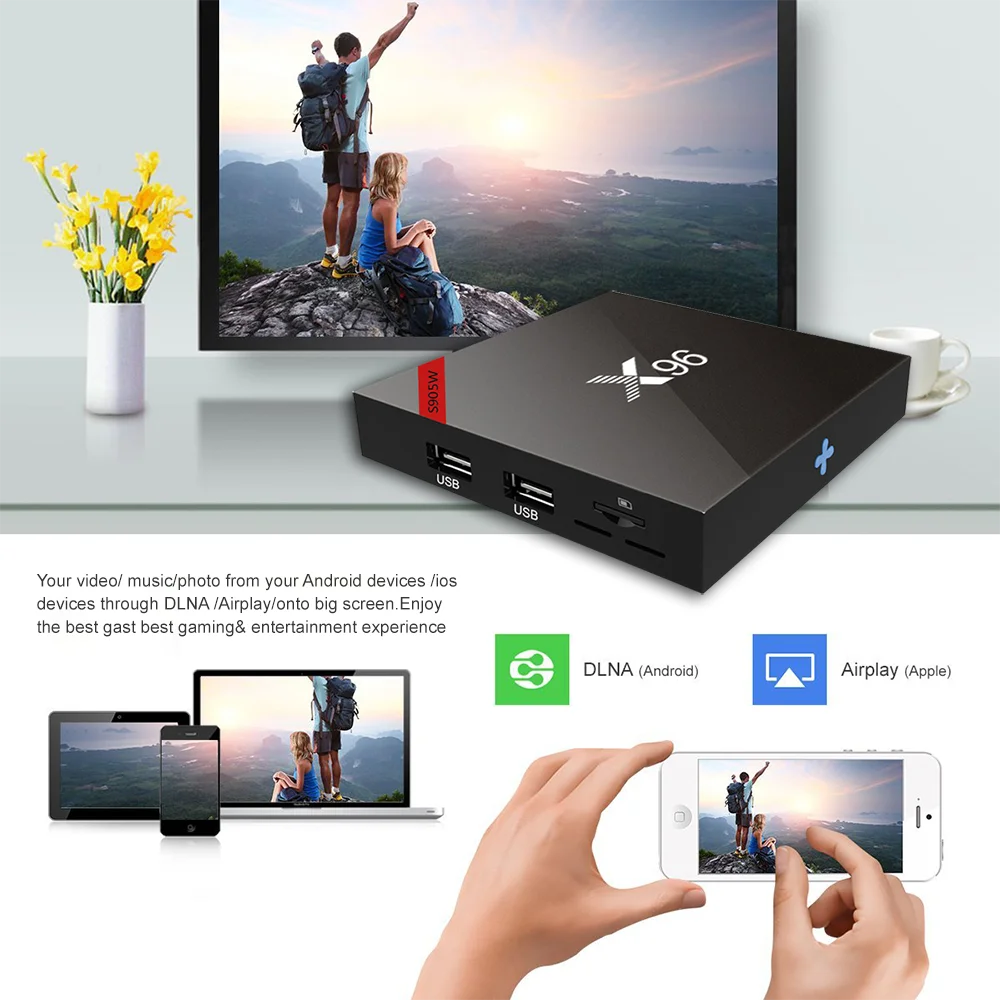 XGODY X96 Android 7,1 Smart tv Box S905W четырехъядерный 2 ГБ+ 16 ГБ 4K HD tv стример медиаплеер Netflix Youtube телеприставка
